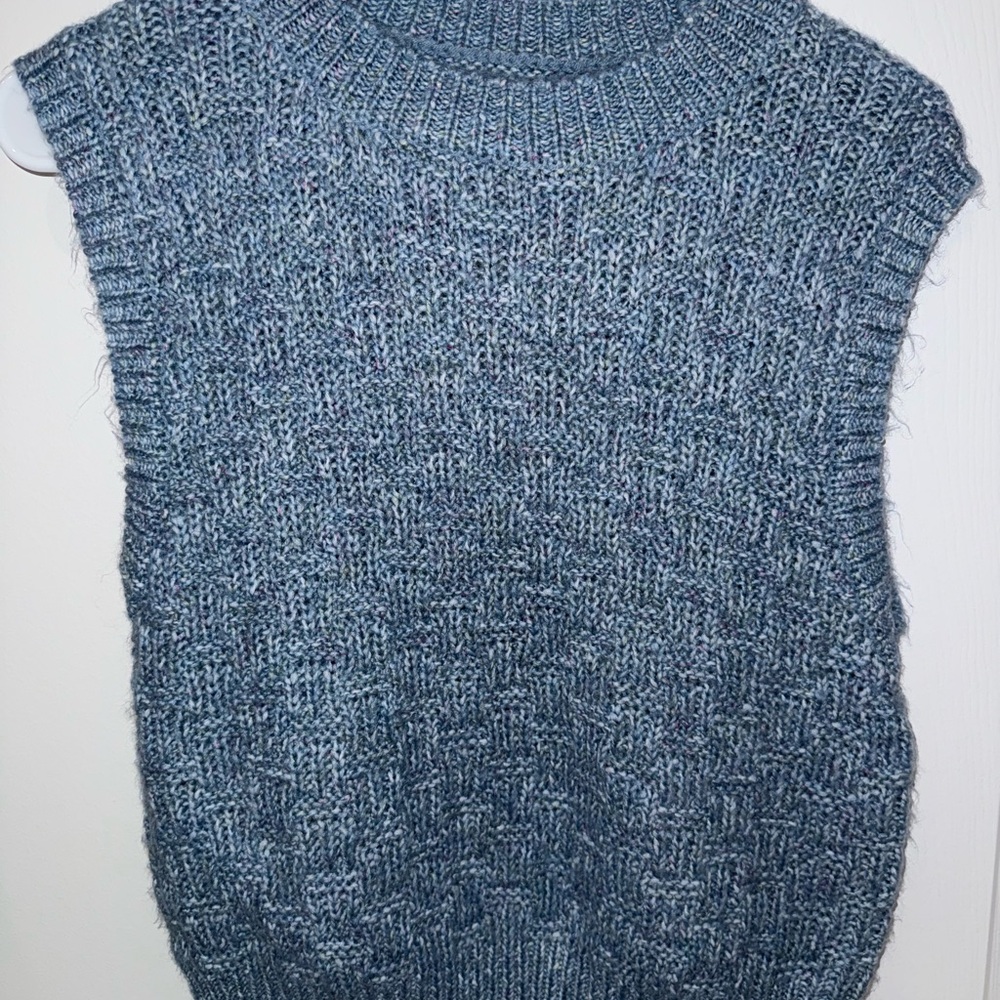 Blue Knit Women's Sweater Vest